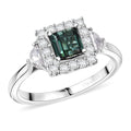D'Joy AAA Pirineu Lagoon Tourmaline and Moissanite 1.50 ctw Ring in Rhodium Over Sterling Silver (Size 10.0) - Sticky add to cart bar