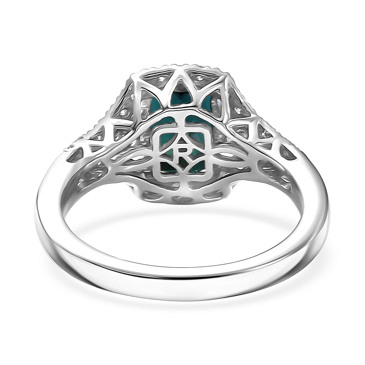 Certified & Appraised Rhapsody 950 Platinum AAAA Monte Belo Indicolite, Diamond (E-F, VS) (0.43 cts) Ring (Size 10.0) (6.50 g) 2.33 ctw