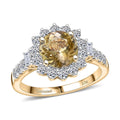 10K Yellow Gold AAA Natural Golden Tanzanite, Luxuriant Lab Grown Diamond (G-H, SI) (0.74 cts) Ring (Size 6.0) 3.00 ctw - Sticky add to cart bar