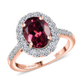 Certified & Appraised 10K Rose Gold AAA Tanzanian Raspberry Garnet, Luxuriant Diamond (G-H, SI) Ring (Size 10.0) 3.65 ctw - Sticky add to cart bar