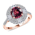 Certified & Appraised 10K Rose Gold AAA Tanzanian Raspberry Garnet, Luxuriant Diamond (G-H, SI) (0.88 cts) Ring (Size 10.0) 3.50 ctw - Sticky add to cart bar