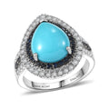 D'Joy Sleeping Beauty Turquoise, Multi Gemstone Ring in Rhodium Over Sterling Silver (Size 10.0) 5.00 ctw - Sticky add to cart bar