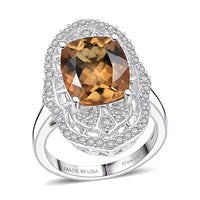 D'Joy Premium Marialite, White Zircon Ring in Rhodium Over Sterling Silver (Size 10.0) 5.65 ctw