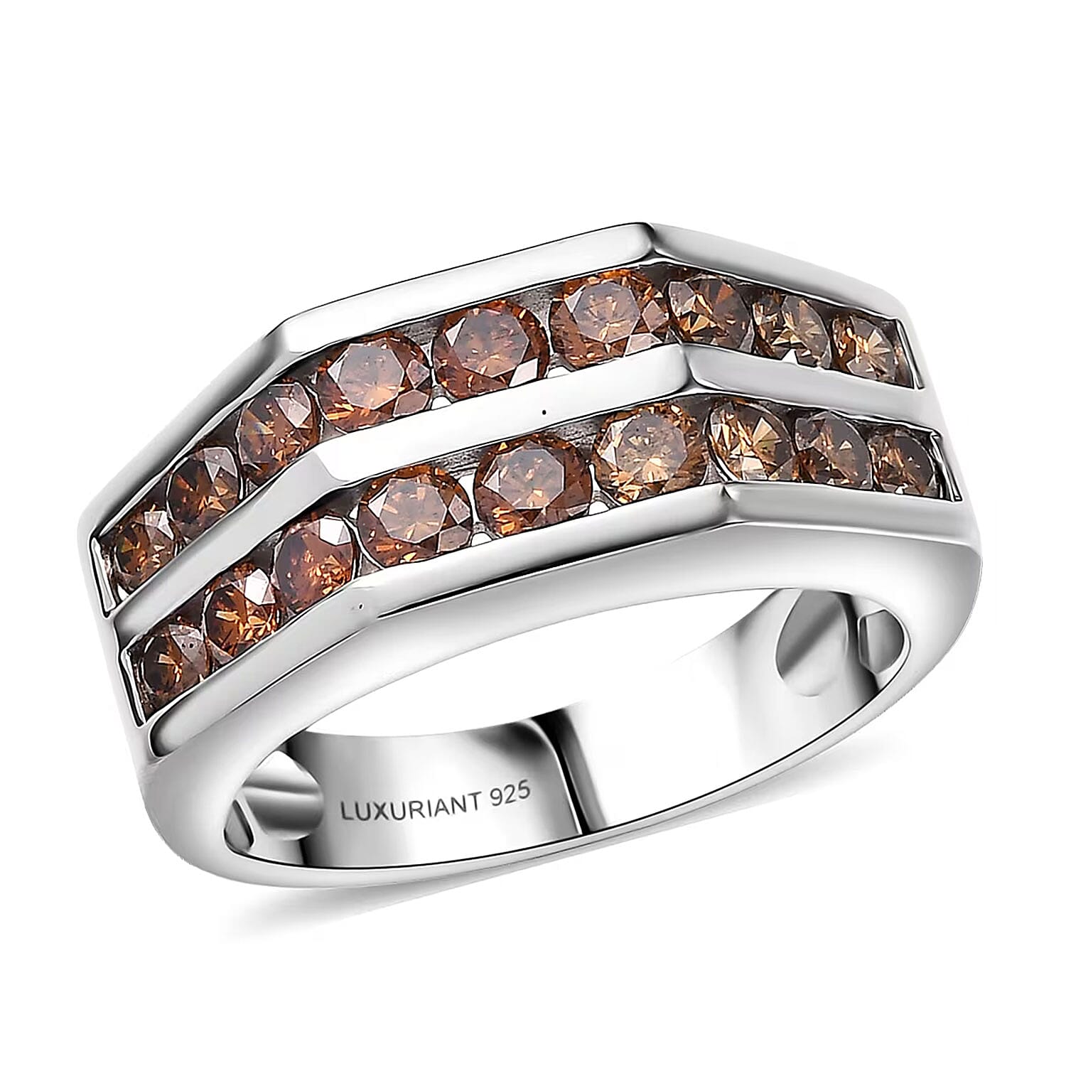 Luxuriant Lab Grown Red Diamond (IR) (SI) Ring in Rhodium Over Sterling Silver (Size 10.0) 2.10 ctw