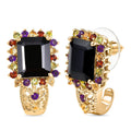 EverTrue Thai Black Spinel and Multi Gemstone 12.80 ctw Night Bloom Earrings in 18K YG Plated - Sticky add to cart bar