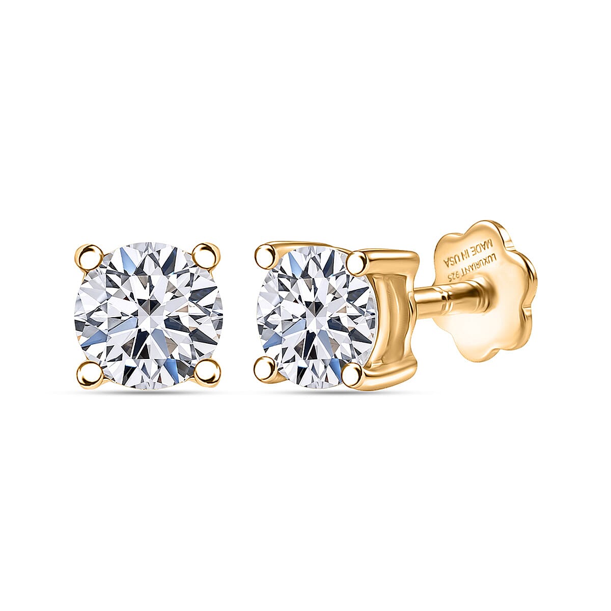 Shop LC Luxuriant Lab Grown Diamond Flat Back Stud Earrings in 18K YG Vermeil Sterling Silver 0.50 ctw Quality Report