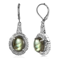 EverTrue Malagasy Labradorite 11.70 ctw Earrings in Stainless Steel