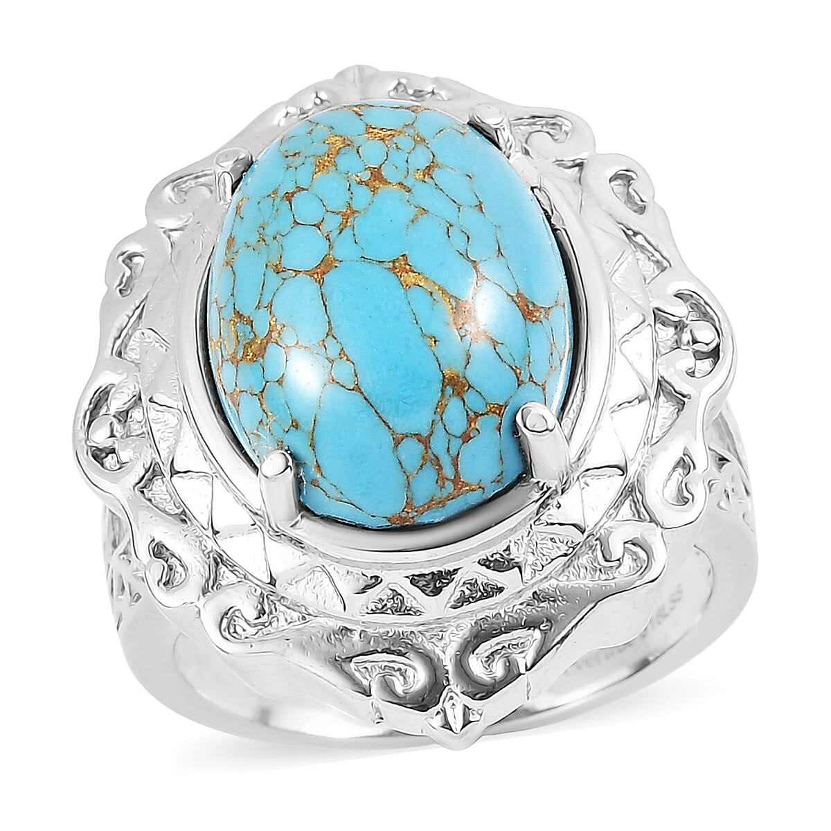 EverTrue Mojave Blue Turquoise Ring in Stainless Steel (Size 10) 8.60 ctw