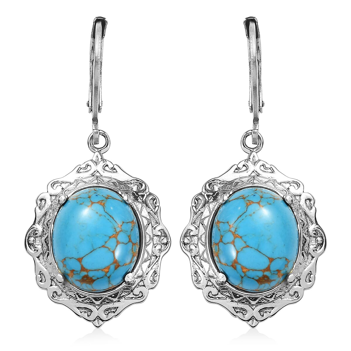 EverTrue Mojave Blue Turquoise Earrings in Stainless Steel 9.10 ctw