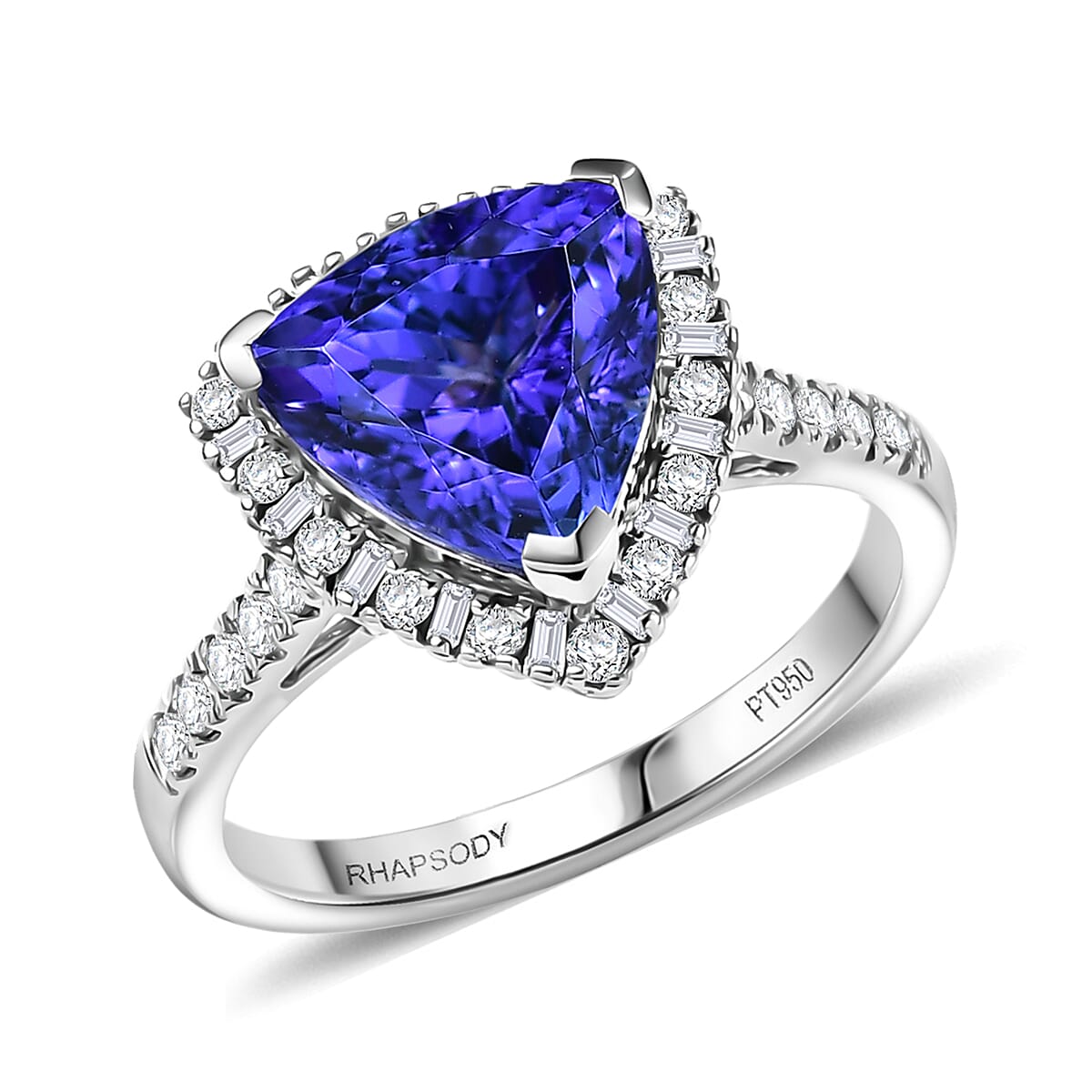 Certified & Appraised Rhapsody AAAA Tanzanite and E-F VS Diamond 3.54 ctw Ring in 950 Platinum 5.77 Grams