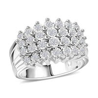 Diamond (G, SI) Ring in Rhodium Over Sterling Silver (Size 10.0) 0.46 ctw