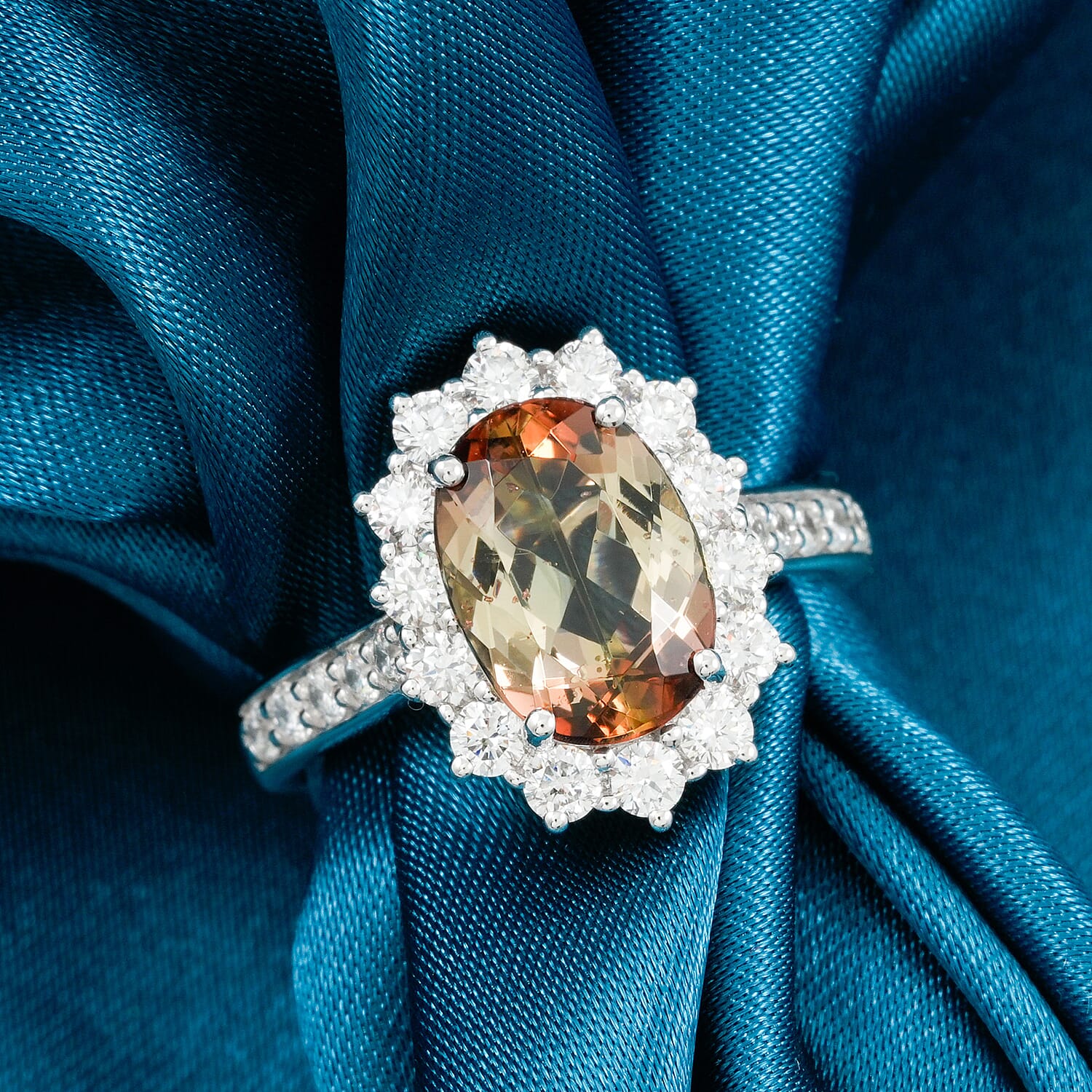 Certified & Appraised AAA Jenipapo Andalusite, Lab Grown Diamond