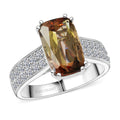 Certified & Appraised 10K White Gold AAAA Jenipapo Andalusite, Luxuriant Lab Grown Diamond (VS) Ring (Size 10.0) 4.05 ctw - Sticky add to cart bar