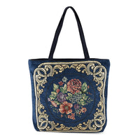 La Marey Navy Floral Pattern Tote Bag