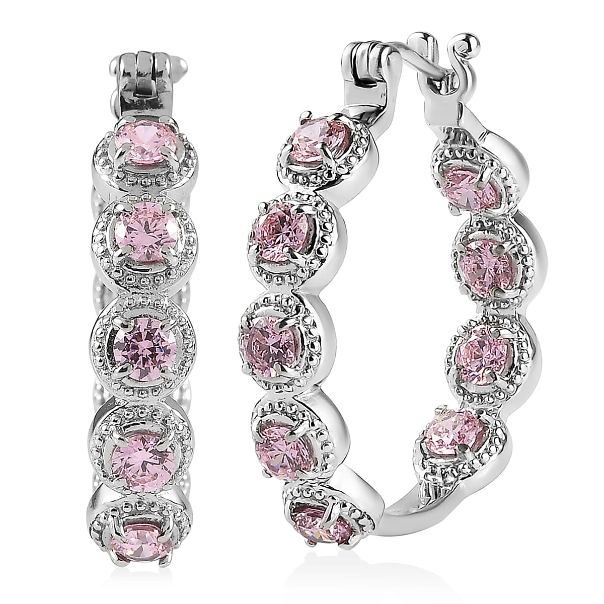EverTrue Simulated Pink Diamond Earrings in Stainless Steel 7.60 ctw