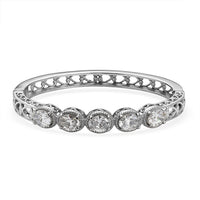 EverTrue Simulated Diamond Bangle Bracelet in Stainless Steel (6.50 In) 10.10 ctw