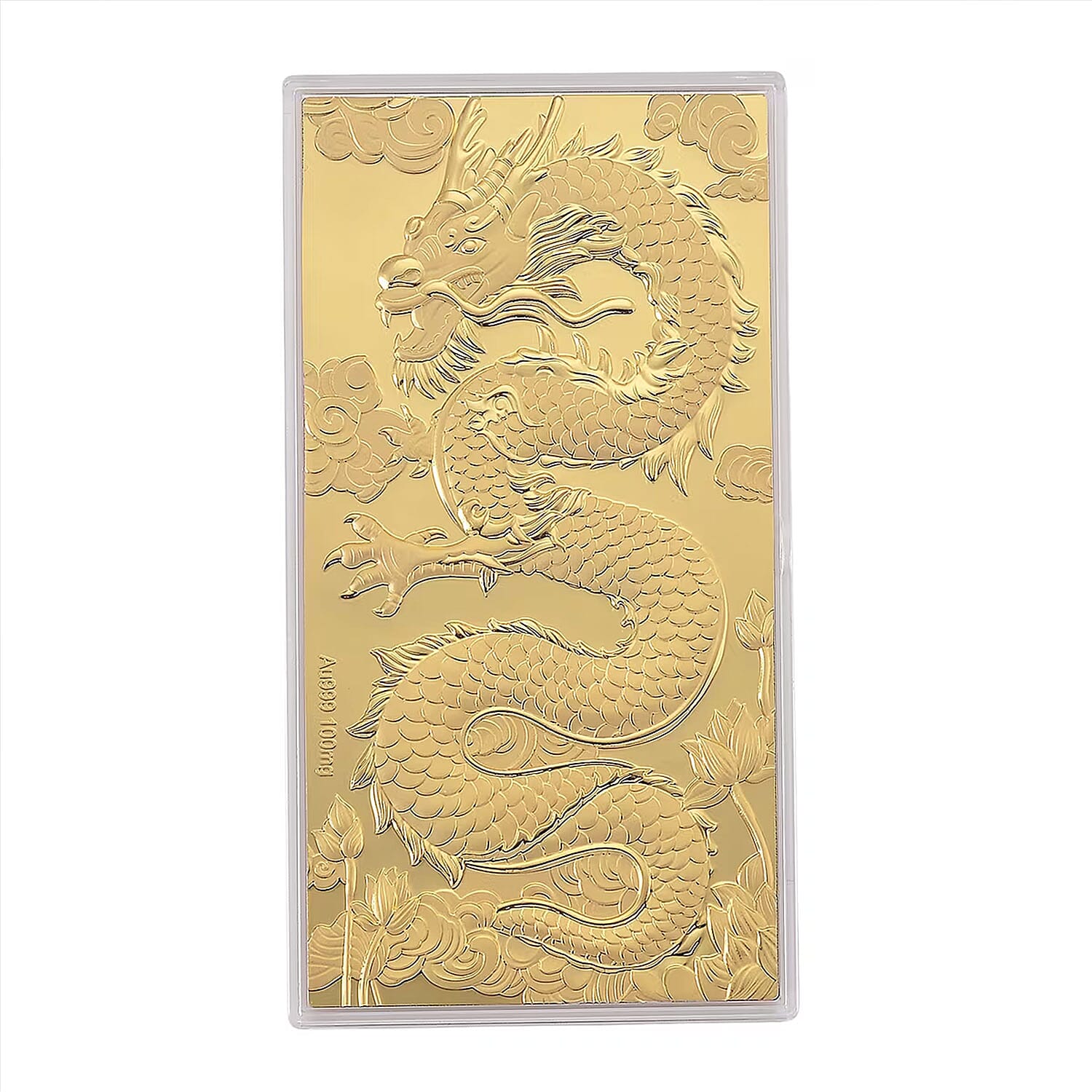 TLV 24K Yellow Golden Dragon Emboss Sheet 15.5x7.5cm 100mg
