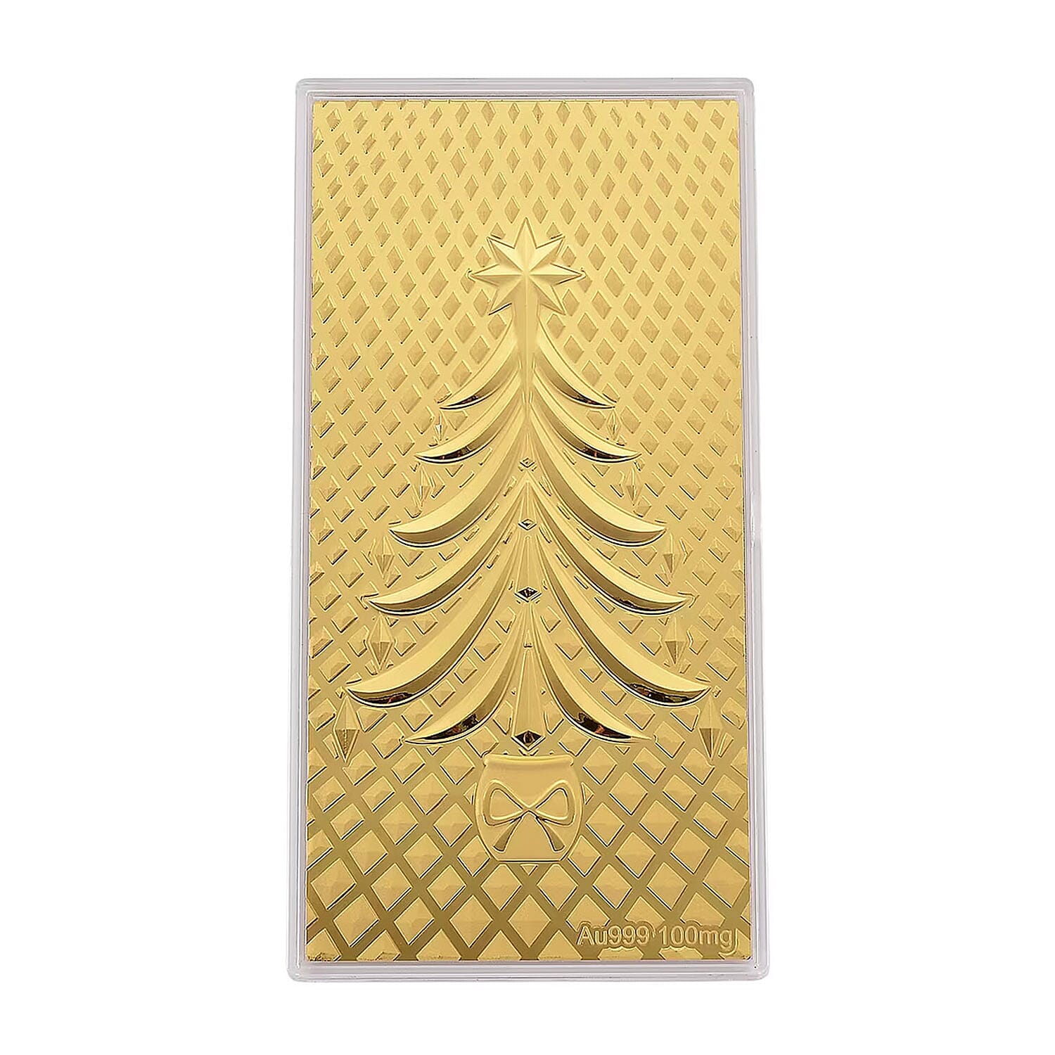 24K Yellow Golden Christmas Tree Emboss Sheet 15.5x7.5cm 100mg