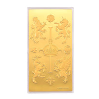24K Gold Regal Royal Crest Embossed Sheet (15.5x7.5cm) 100mg