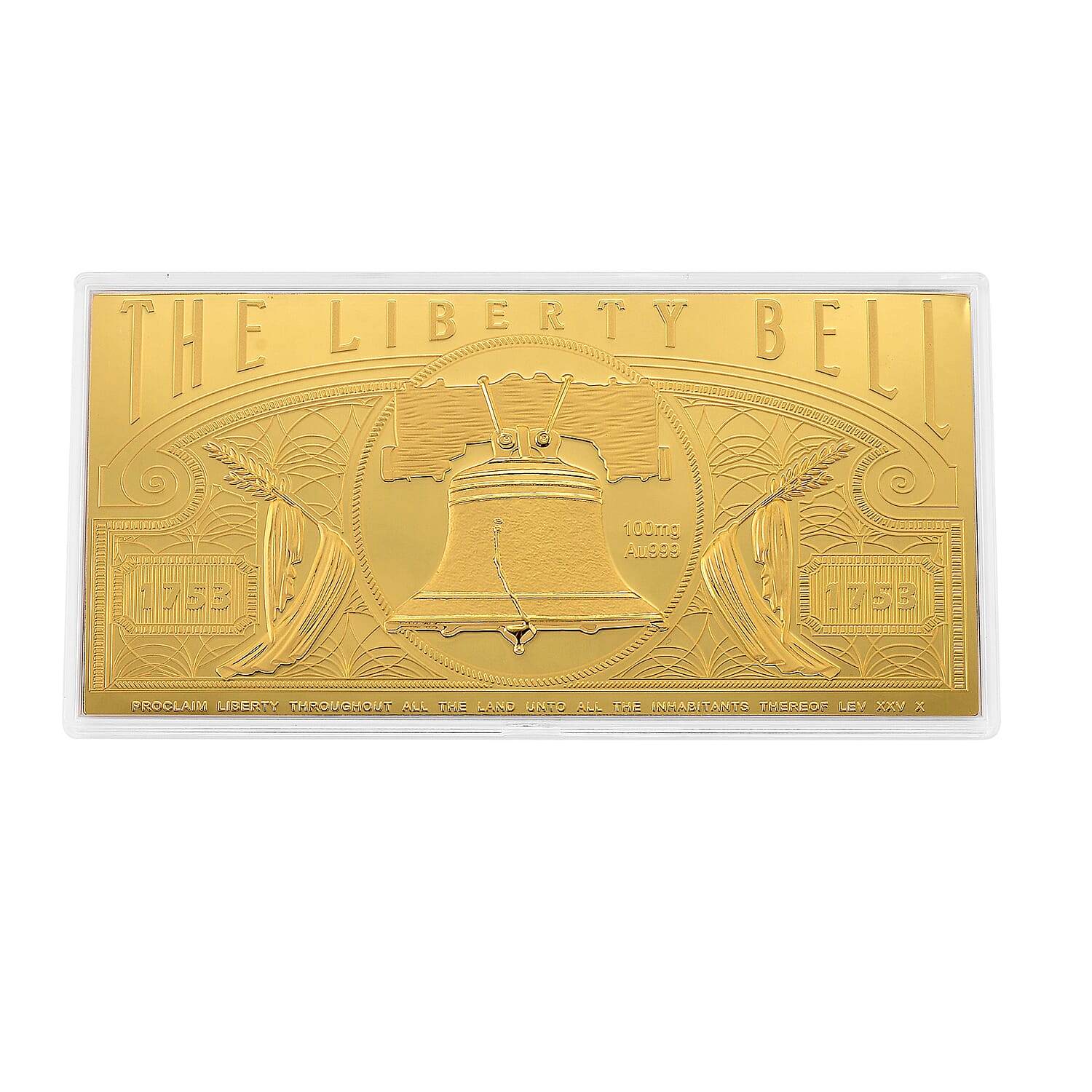 24K Golden Liberty Bell Emboss Sheet (15.5x7.5cm) 100mg