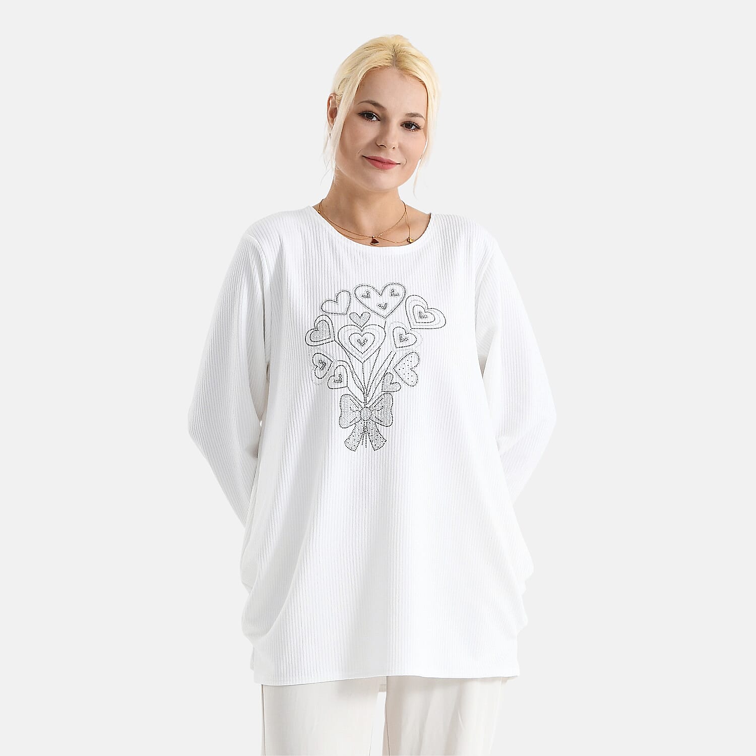 La Marey Red Long Seeve Ribbed Top