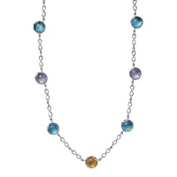 GP Italian Garden Special Multi Color Murano Style Necklace in Rhodium Over Sterling Silver (18- 20 Inches)