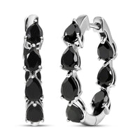 EverTrue Thai Black Spinel 7.35 ctw Midnight Pearline Hoop Earrings in Platinum Bond