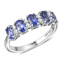 D'Joy AAA Tanzanite, White Zircon Blue Royale Band Ring in Rhodium Over Sterling Silver (Size 10.0) 1.40 ctw - Sticky add to cart bar