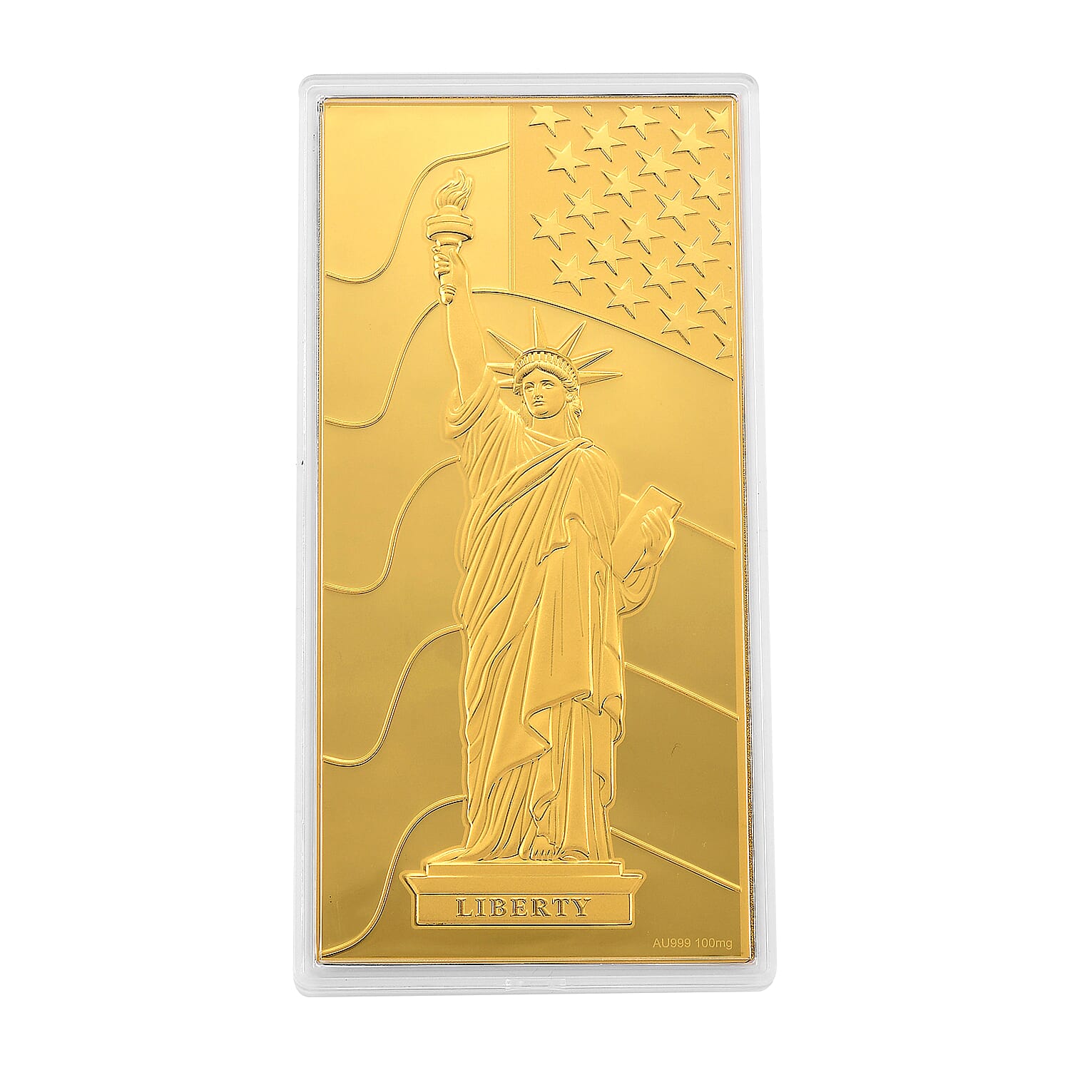 24K Gold Lady Liberty - A Symbol of Freedom Embossed Sheet (15.5x7.5cm) 100mg