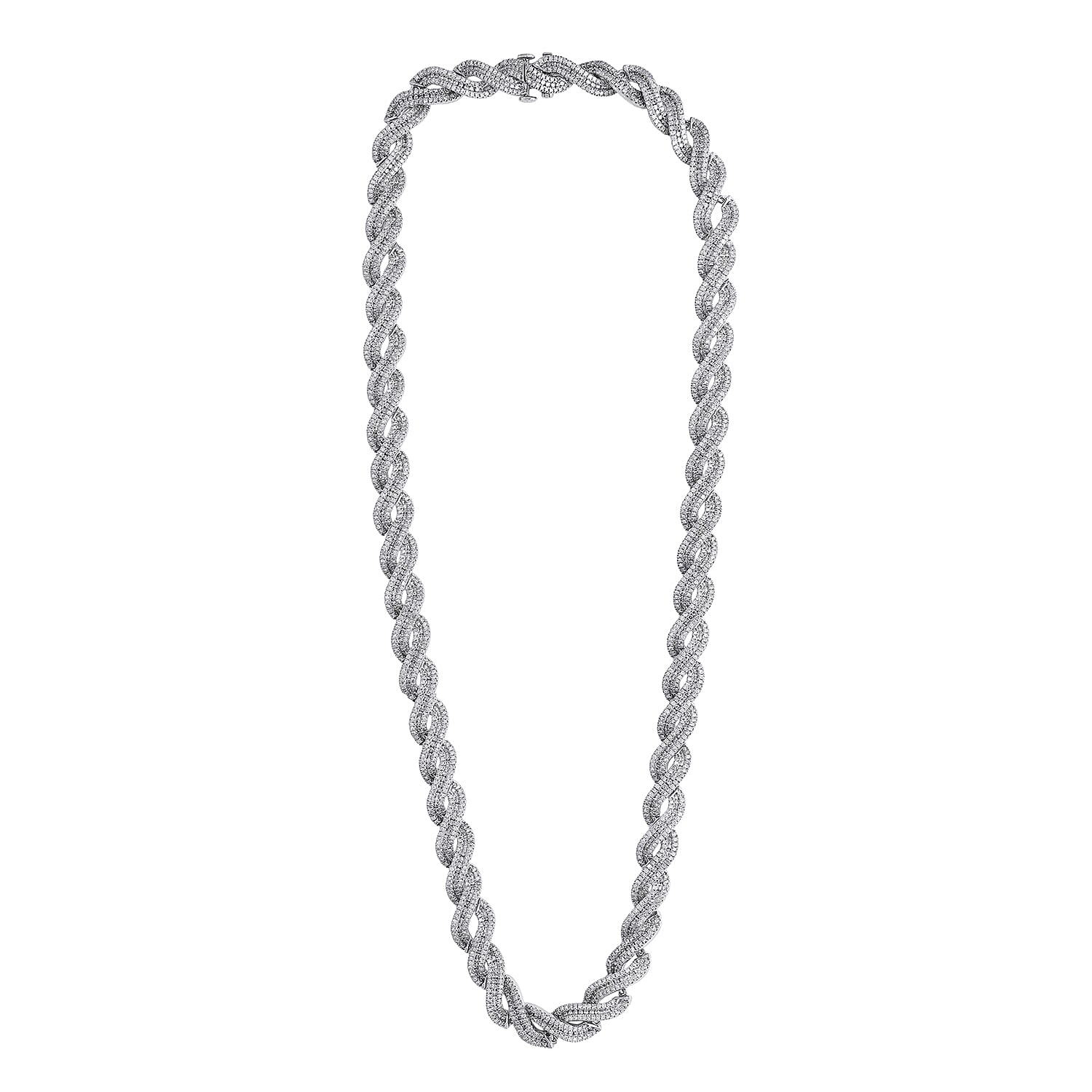 Lab Grown Diamond 12.20 ctw Intertwined Destiny Necklace in Rhodium Over Sterling Silver 20 Inches