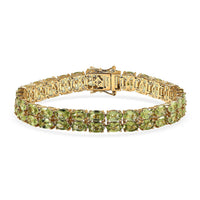 EverTrue Hebei Peridot 25.85 ctw Two Row Carpet Bracelet in 18K Yellow Gold Plated (7.25 In)