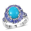 D'Joy Sleeping Beauty Turquoise, Multi Gemstone Ring in Rhodium Over Sterling Silver (Size 10.0) 4.85 ctw - Sticky add to cart bar