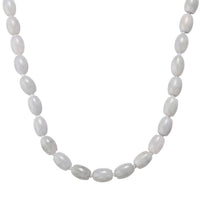 D'Joy Natural Jade 390.00 ctw Rice Beaded Necklace in Rhodium Over Sterling Silver 20 Inches
