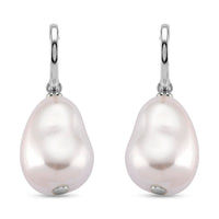 EverTrue White Shell Pearl Fancy Earrings in Silvertone and Stainless Steel