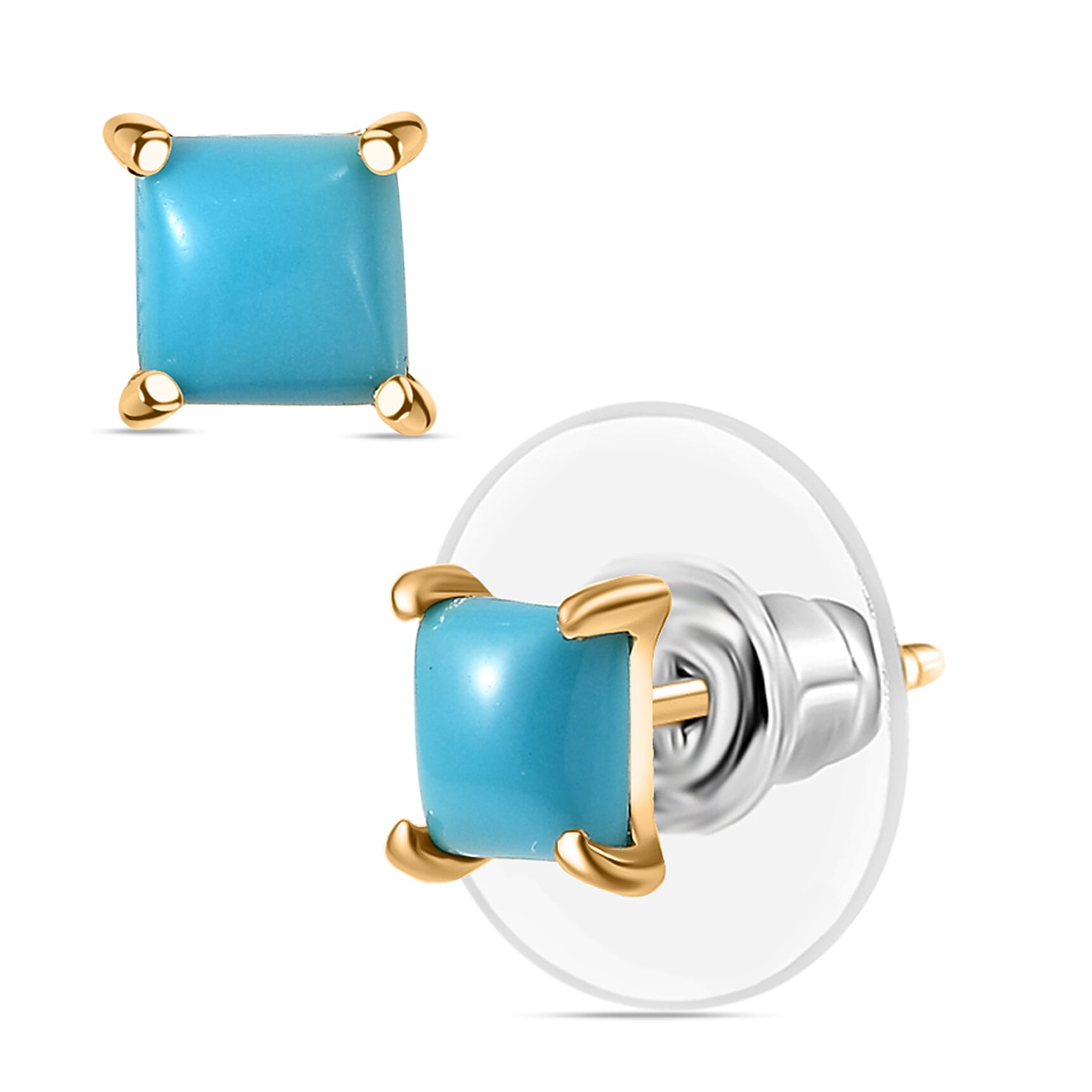 D'Joy Sleeping Beauty Turquoise Earrings in 18K Vermeil YG Over Sterling Silver 1.20 ctw