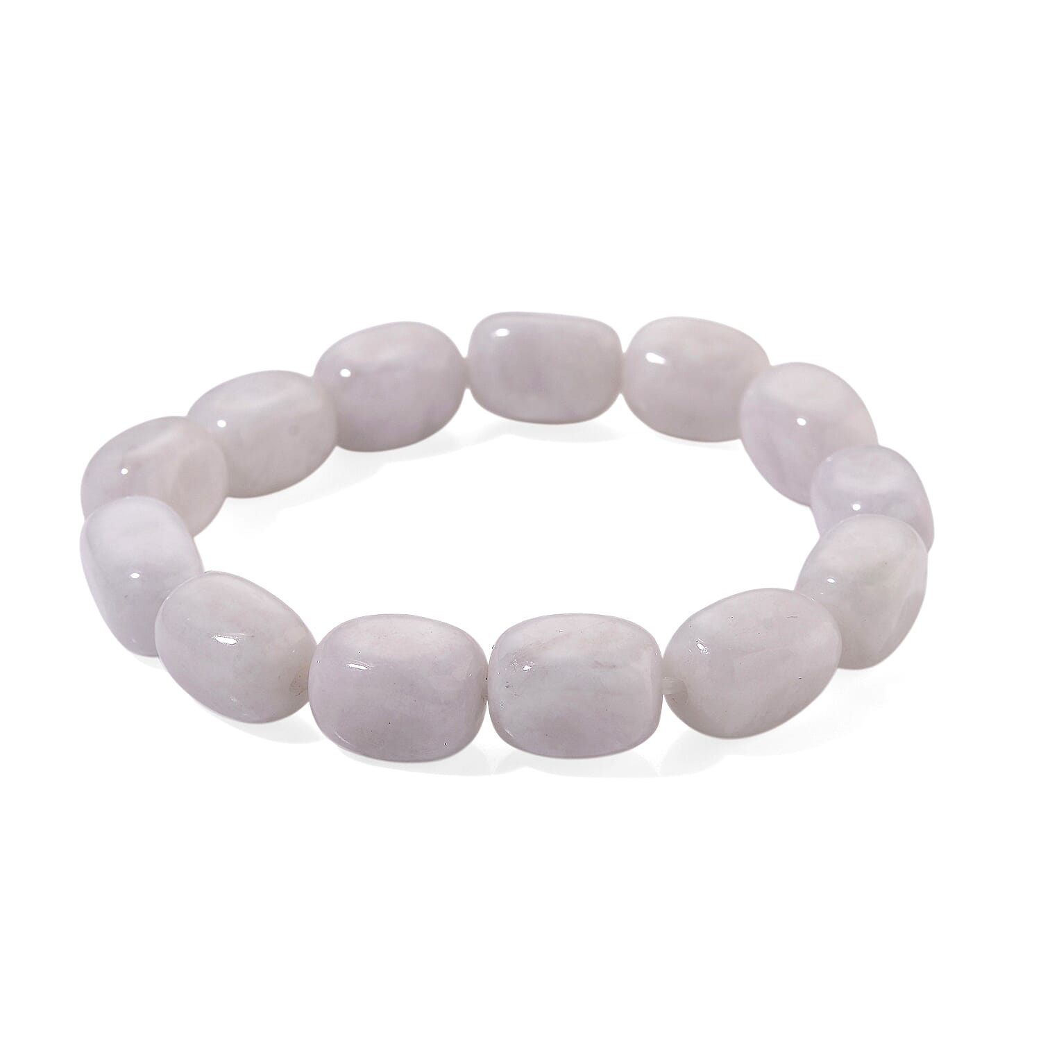 D'Joy Natural Jade 200.00 ctw Cushion Beaded Stretch Bracelet (6.50-7.0In)