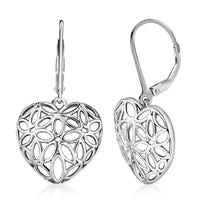 Rhapsody Collection Floral Heart Elegance Earrings in 950 Platinum 4.60 Grams