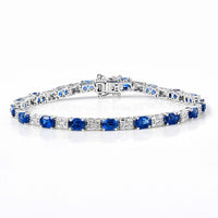 D'Joy Premium Kashmir Kyanite, Moissanite Bracelet in Rhodium Over Sterling Silver (7.25 In) 12.00 ctw