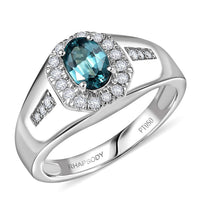 Rhapsody 950 Platinum AAAA Lagoon Tourmaline, Diamond (E-F, VS) (0.27 cts) The Sea Heart Men's Ring (Size 10.0) (9.10 g) 1.35 ctw