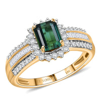 Luxoro 14K Yellow Gold AAAA Monte Belo Indicolite, Diamond (I2) (0.45 cts) Royal Elegance Ring (Size 7.0) 1.80 ctw