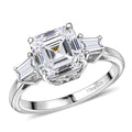 Doorbuster D'Joy Asscher Cut Moissanite (8x8mm) Art Deco Ring in Rhodium Over Sterling Silver (Size 10.0) 3.00 ctw - Sticky add to cart bar