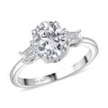 Doorbuster D'Joy Asscher Cut Moissanite (8x8mm) Art Deco Ring in Rhodium Over Sterling Silver (Size 10.0) 3.00 ctw - Sticky add to cart bar