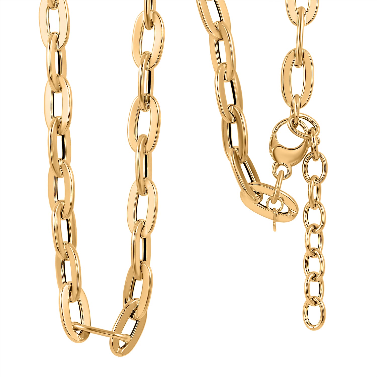 Italian 10K Yellow Gold Specchio Oval Rolo Necklace 18-20 Inches 10.3 Grams