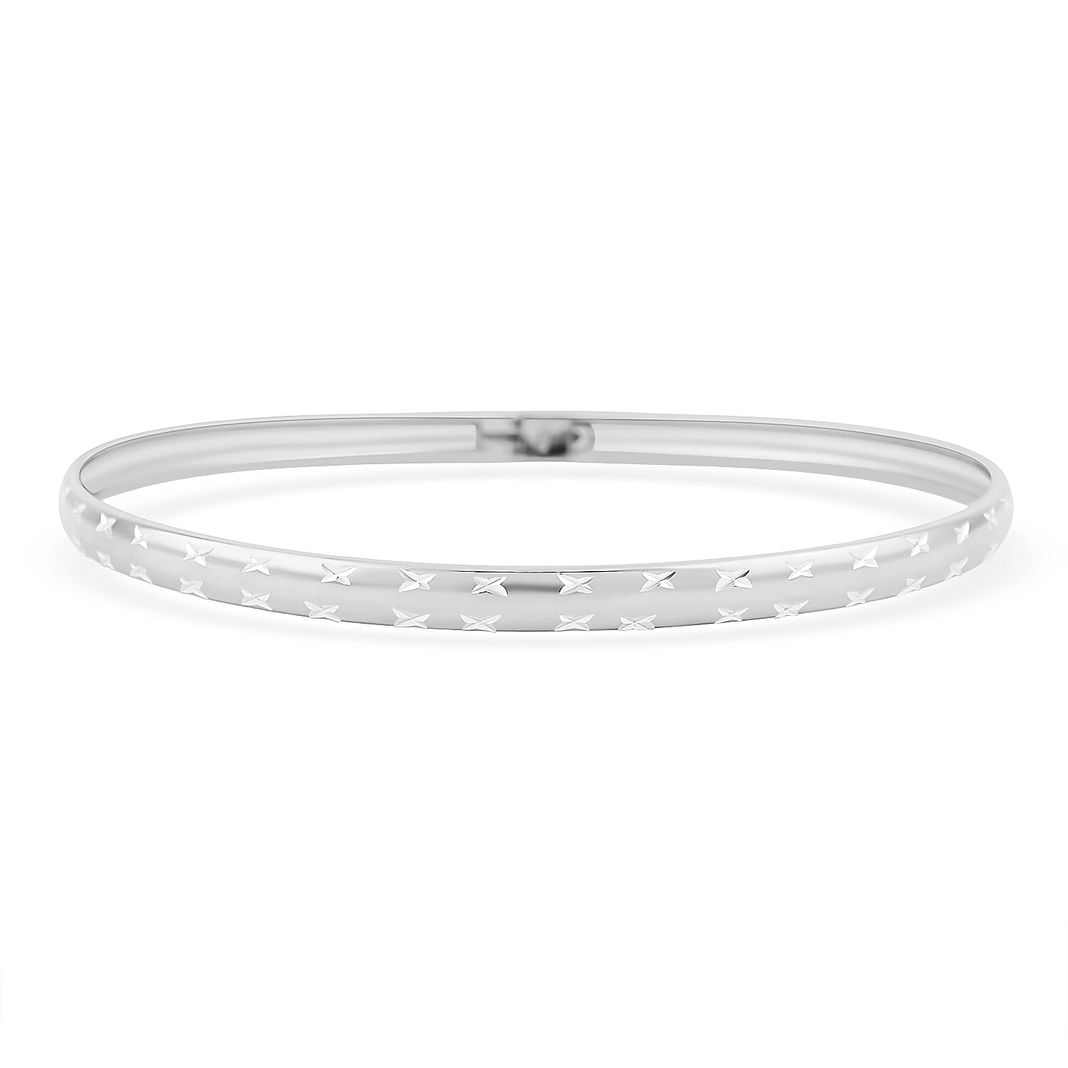 TLV Sterling Silver Diamond-cut Bangle Bracelet (8.0 In) (3.60 g)