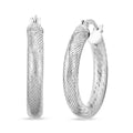 TLV Sterling Silver Twisted Diamond-cut Hoop Earrings (3.50 g) - Sticky add to cart bar