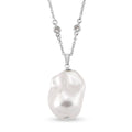 EverTrue White Shell Pearl and Simulated Diamond Necklace in Silvertone and Stainless Steel 18 Inches - Sticky add to cart bar
