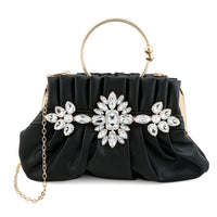 La Marey Black Faux Leather Crossbody Clutch with Chain Strap
