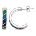 Peruvian Artistry Multi Gemstone 10.80 ctw Rainbow Carola Half Hoop Earrings in Sterling Silver - Sticky add to cart bar