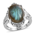 EverTrue Malagasy Labradorite Solitaire Ring in Stainless Steel (Size 10.0) 10.50 ctw - Sticky add to cart bar