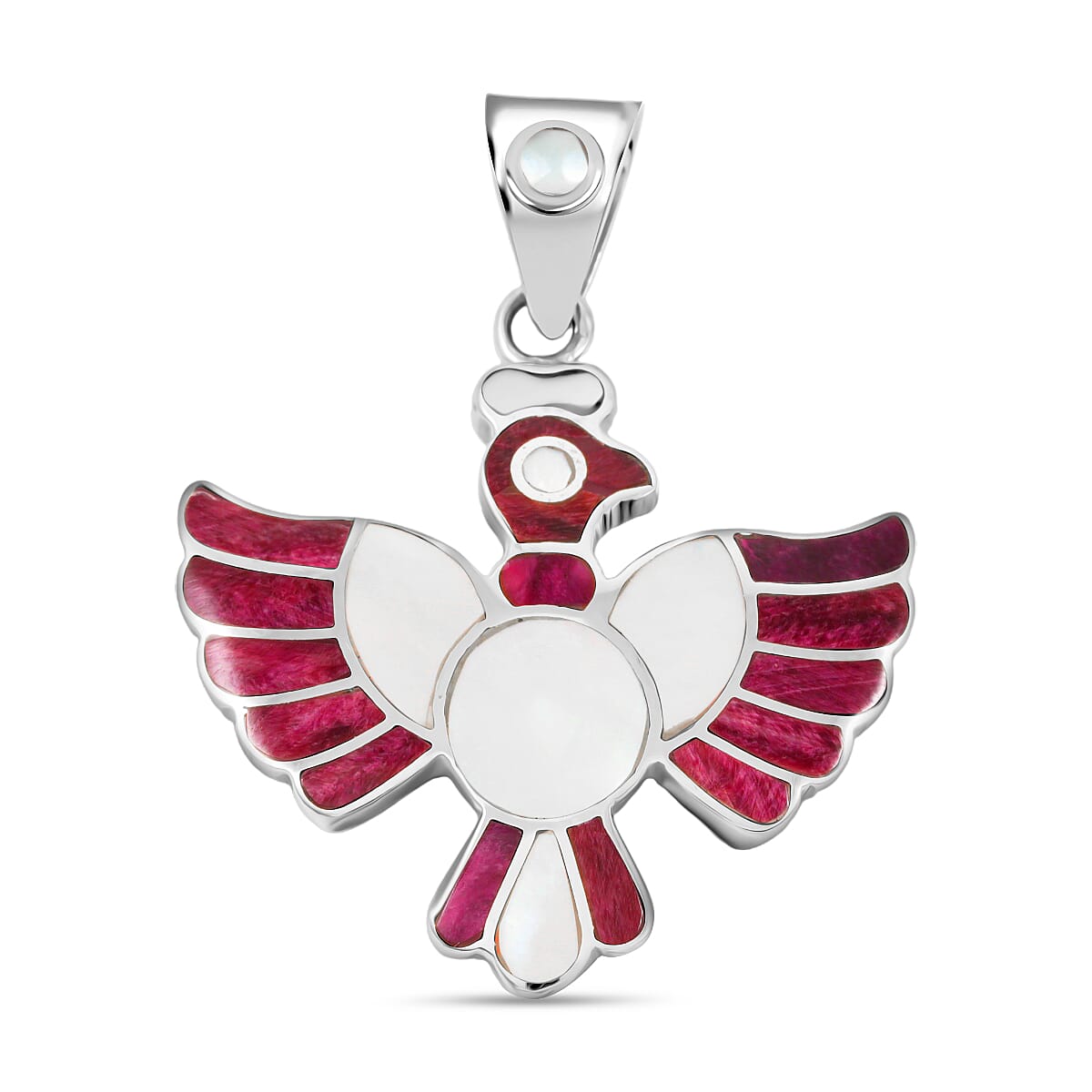 Peruvian Artistry Multi Gemstone Purple and White Colca Condor Pendant in Sterling Silver 9.00 ctw